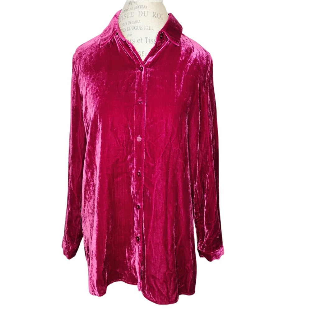 Vintage‎ Y2K Drapers & Damons Burnout Velvet Top Womens Medium Pink Whimsigoth